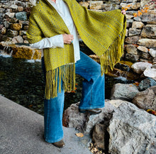 Load image into Gallery viewer, Shawl - Chartreuse, Olive &amp; Blue