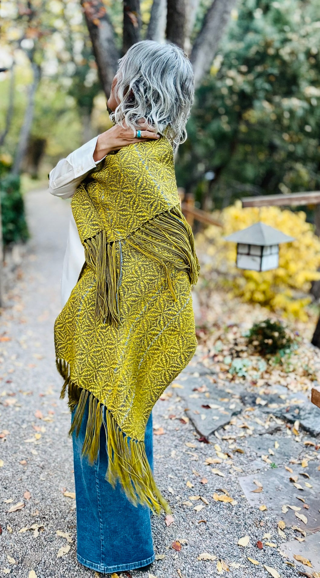 Shawl - Chartreuse, Olive & Blue