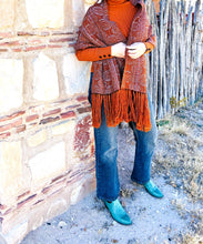 Load image into Gallery viewer, Shawl - Rust &amp; Silver Hues