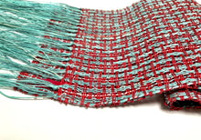 Load image into Gallery viewer, Linen Scarf - Turquoise &amp; Chili