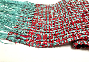 Linen Scarf - Turquoise & Chili